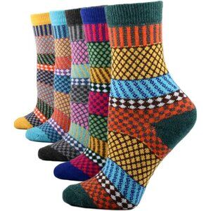 YZKKE 5Pack Womens Q-10 Vintage Winter Soft Warm Thick Cold Knit Wool Crew Sock